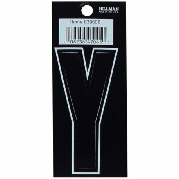 Hillman Letter, Character: Y, 3 in H Character, Black/White Character, Black Background, Vinyl 839608